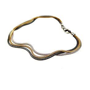 Armbnd eller halskde - 3 rk.Rvekde - 3 farvet