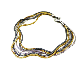 Armbnd eller halskde - 6 rk.Rvekde -3 farvet