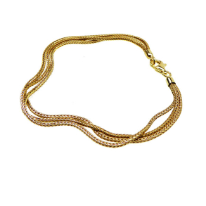 Armbnd eller halskde - 3 rk.Rvekde - Forgyldt