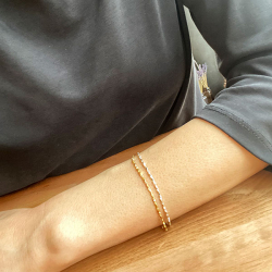 Armbnd eller halskde - Blank 1,5mm - Rustik/Hamret Sterlingslv