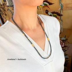 Armbnd &amp; halskde - 3 rk.rvekde med Magnetls &amp; Rhodineret