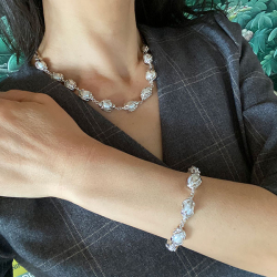 Perlearmbnd &amp; halskde med Sorte Ferskvandsperler - Rhodineret/925