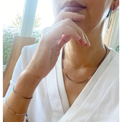 reringe i rhodineret Sterlingslv &amp; 14kt med Sorte Diamanter