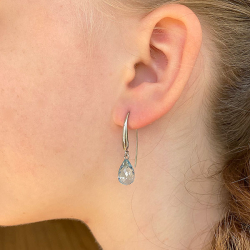 reringe i Rhodineret Sterlingslv med Bl Topas 12x8mm 