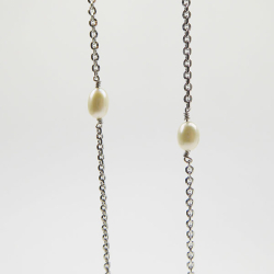 Halskde - Forgyldt/Sort rhodineret/Ferskvandsperle