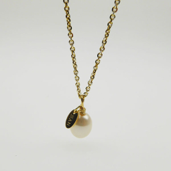 Halskde - Forgyldt/Ferskvandsperle