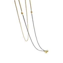 Halskde - Forgyldt/Sort rhodineret/Ferskvandsperle