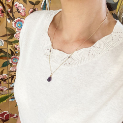 Halskde i Forgyldt Sterlingslv med Ametyst