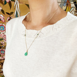 Halskde i Forgyldt Sterlingslv med Chrysopras