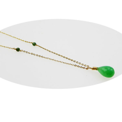 Halskde i Forgyldt Sterlingslv med Chrysopras