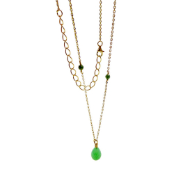 Halskde i Forgyldt Sterlingslv med Chrysopras