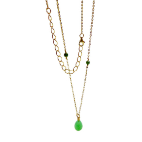 Halskde i Forgyldt Sterlingslv med Chrysopras