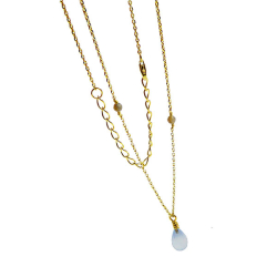 Halskde i Forgyldt Sterlingslv med Chalcedon 