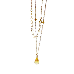 Halskde i Forgyldt Sterlingslv med Citrin