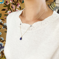 Halskde i Forgyldt Sterlingslv med Lapis