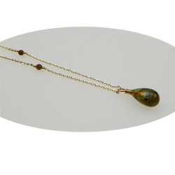 Halskde i Forgyldt Sterlingslv med Labradorit 