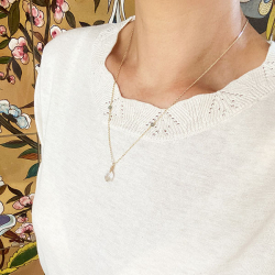 Halskde i Forgyldt Sterlingslv med Bjergkrystal 