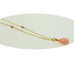 Halskde i Forgyldt Sterlingslv med Pink Opal