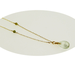 Halskde i Forgyldt Sterlingslv med Grn Ametyst 