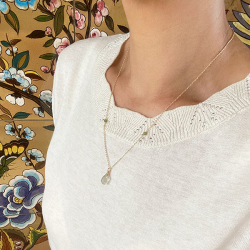 Halskde i Forgyldt Sterlingslv med Grn Ametyst 