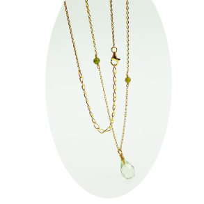 Halskde i Forgyldt Sterlingslv med Grn Ametyst 