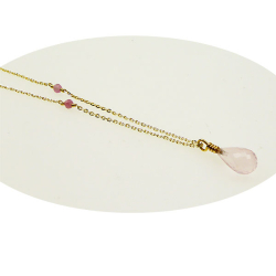Halskde i Forgyldt Sterlingslv med Rosakvarts