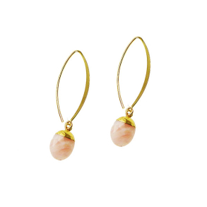 reringe - Forgyldt med Pink opal