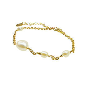 Sølv armbånd med perler - sten - rå diamanter