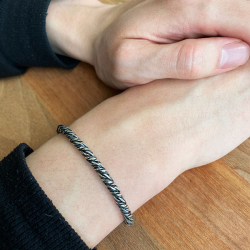 4,5mm Rvekde/Twistet i Let Oxyderet Sterlingslv Armbnd &amp; Halskde