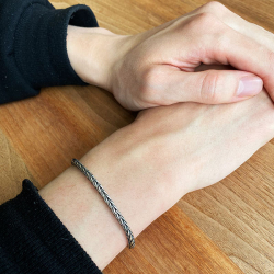 4mm Rvekde i Let Oxyderet Sterlingslv Armbnd &amp; Halskde