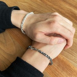 Armbnd &amp; halskde-Venezia Snoet i Letoxideret Sterlingslv 5,5mm