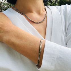 Armbnd &amp; halskde - 3 rk Slange &amp; 3 farvet