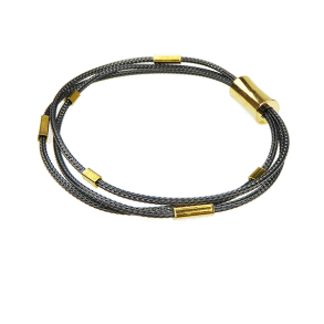 Armbnd & halskde - 3 rk.rvekde med Magnetls & Sort oxyderet/Forgyldt