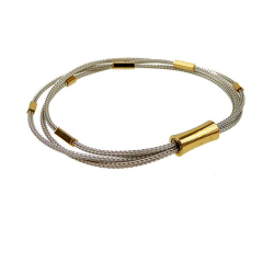 Armbnd eller halskde - 3 rl. rvekde med magnetls - Rhodineret/forgyldt