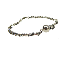 Armbnd eller halskde 2 rk.sort/rhodineret m.Magnetls