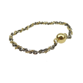 Armbnd eller halskde 2 rk.Sort Rhd./Forgyldt m.Magnetls