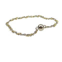 Armbnd eller halskde 2 rk. Rhd./Forgyldt m.Magnetls