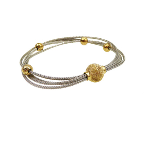 Armbnd eller halskde - 4 rk med Magnetls - Rhodineret/forgyldt