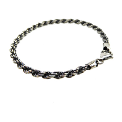 4mm Bjrn Borg - Cordel kde i Let Oxideret Sterlingslv Armbnd &amp; Halskde