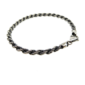 4mm Bjrn Borg - Cordel kde i Let Oxideret Sterlingslv Armbnd eller Halskde