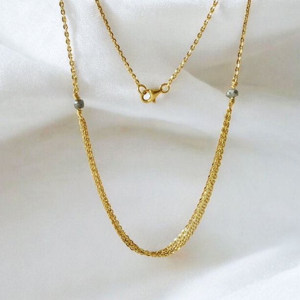 14k Necklace w.Antracit Raw Diamonds