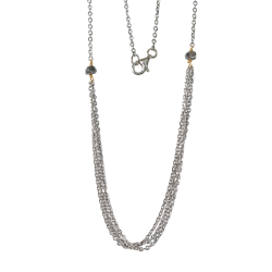 Halskde i rhodineret/forgyldt sterlingslv med antracit r diamanter