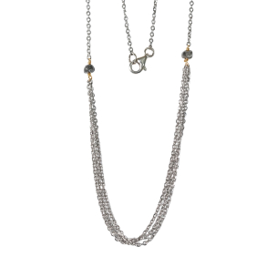 Halskde i rhodineret/forgyldt sterlingslv med antracit r diamanter