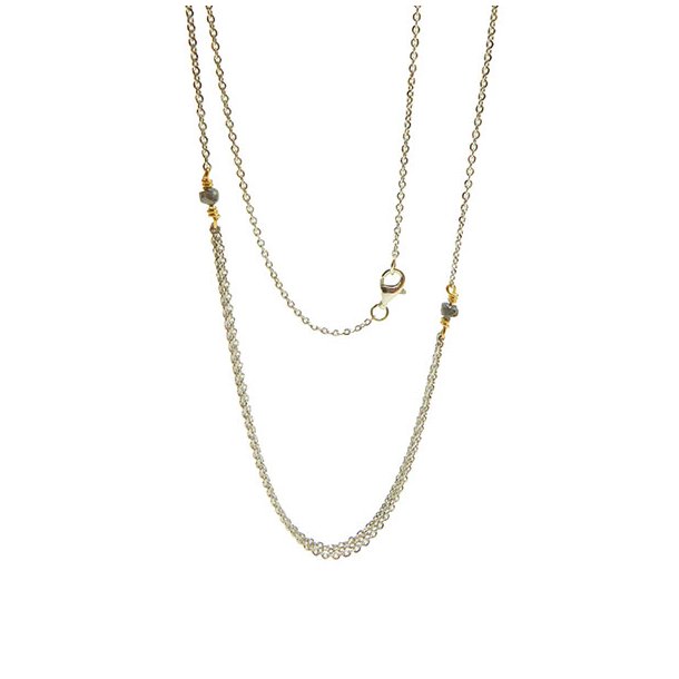 Necklace - Rhodium/Goldplated w.Antracit Raw Diamonds