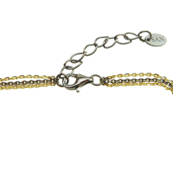 Armbnd i sort rhodineret/forgyldt sterlingslv med bl/grn r diamanter