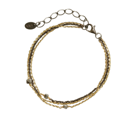 Armbnd m.Antracit Rdiamanter &amp; Forgyldt/Sort Rhodineret Sterlingslv