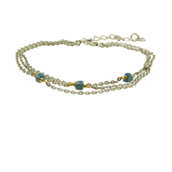 Armbnd i rhodineret/forgyldt sterlingslv med bl/grn r diamanter