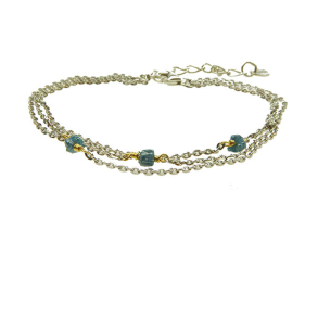 Armbnd i rhodineret/forgyldt sterlingslv med bl/grn r diamanter