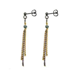 reringe i sort rhodineret/forgyldt sterlingslv med bl/grn r diamanter