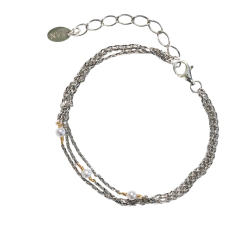 Armbnd i rhodineret/forgyldt sterlingslv med ferskvandsperler